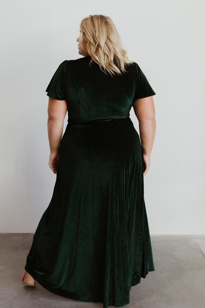 Andi Ribbed Velvet Wrap Dress | Emerald - Baltic Born