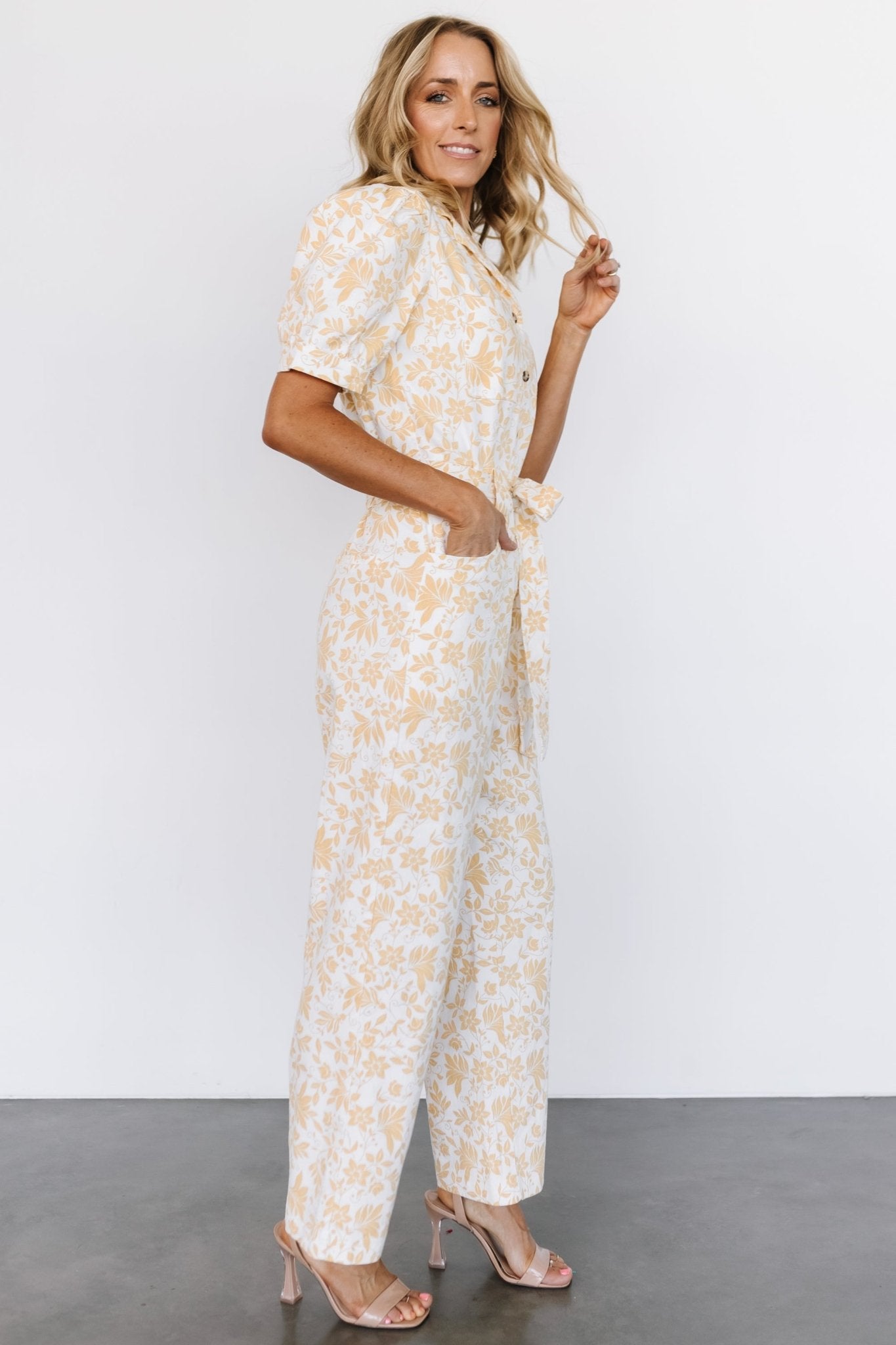 Annalise Jumpsuit | White + Yellow - Baltic Born