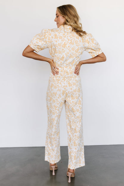 Annalise Jumpsuit | White + Yellow - Baltic Born