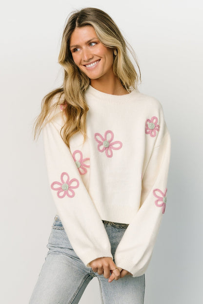 Annie Flower Knit Sweater | Cream - Baltic Born