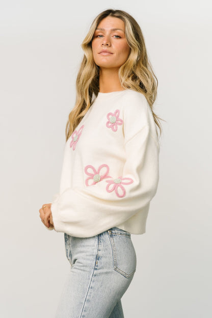 Annie Flower Knit Sweater | Cream - Baltic Born