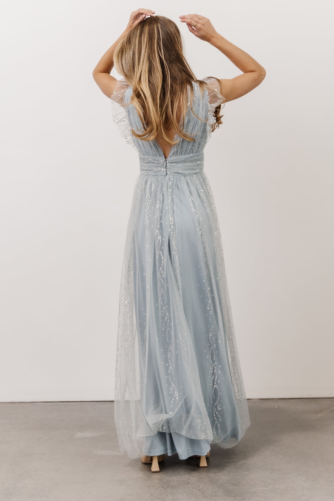 Annika Sequin Mesh Maxi Dress | Dusty Blue - Baltic Born