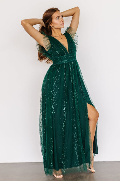 Annika Sequin Mesh Maxi Dress | Green - Baltic Born