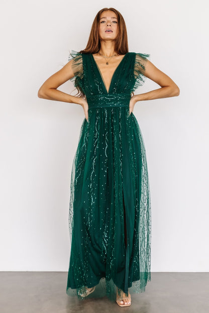 Annika Sequin Mesh Maxi Dress | Green - Baltic Born