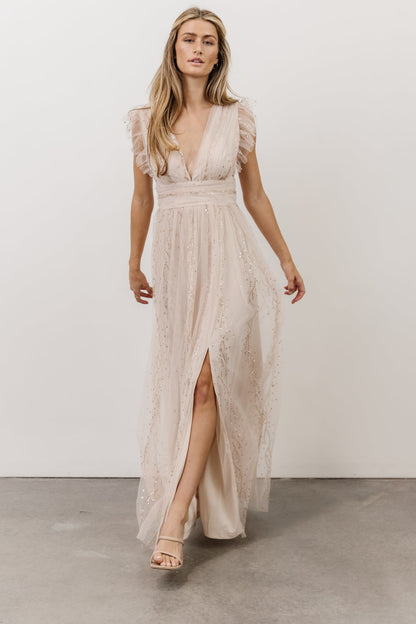 Annika Sequin Mesh Maxi Dress | Nude Blush - Baltic Born