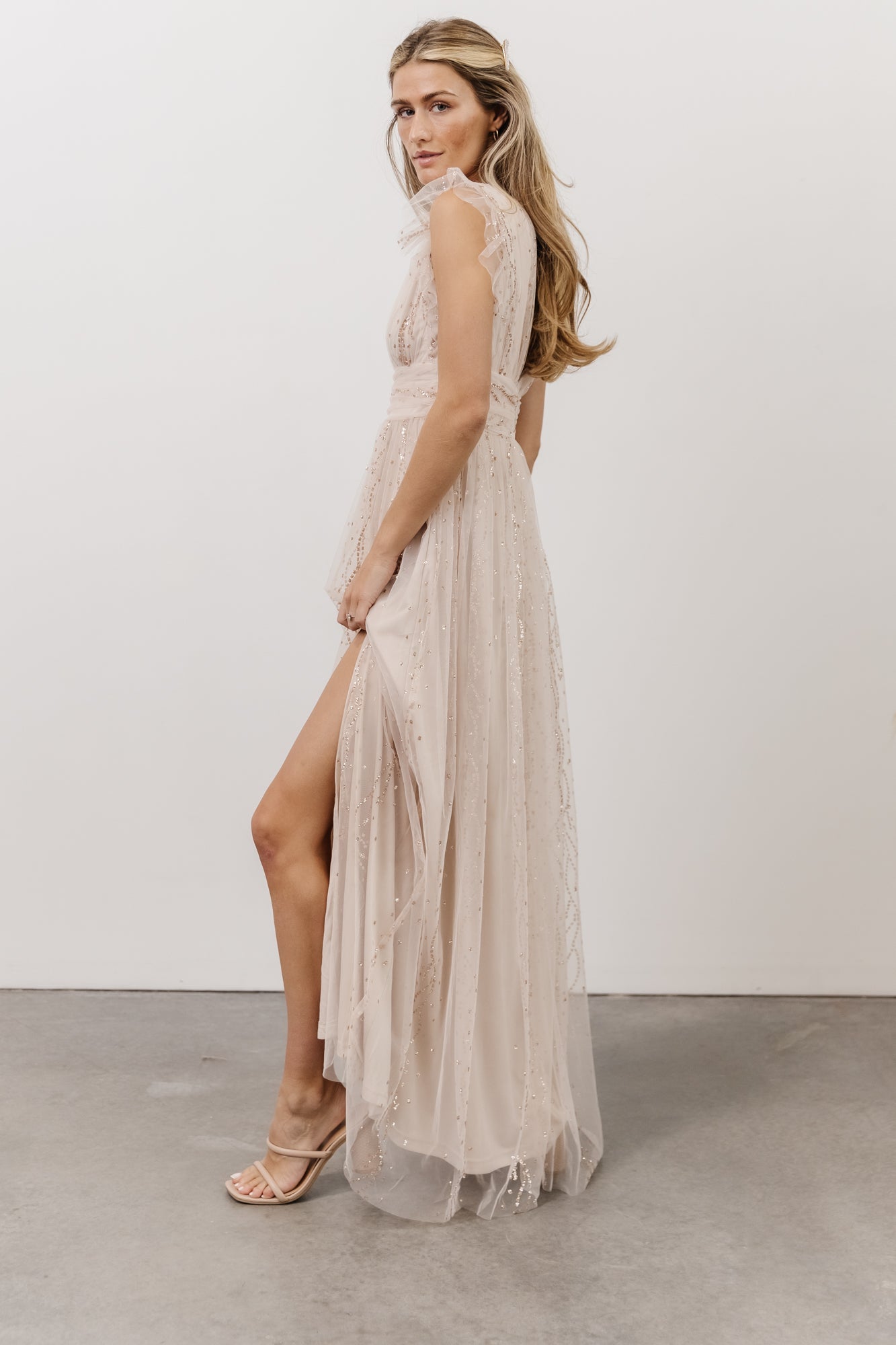 Annika Sequin Mesh Maxi Dress | Nude Blush - Baltic Born