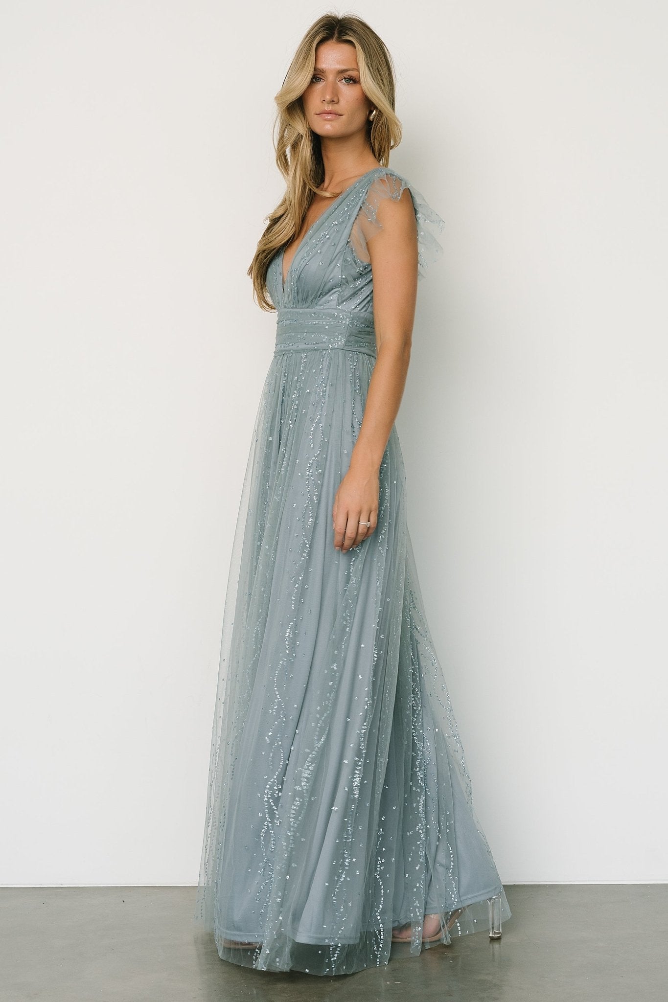 Annika Sequin Mesh Maxi Dress | Slate - Baltic Born