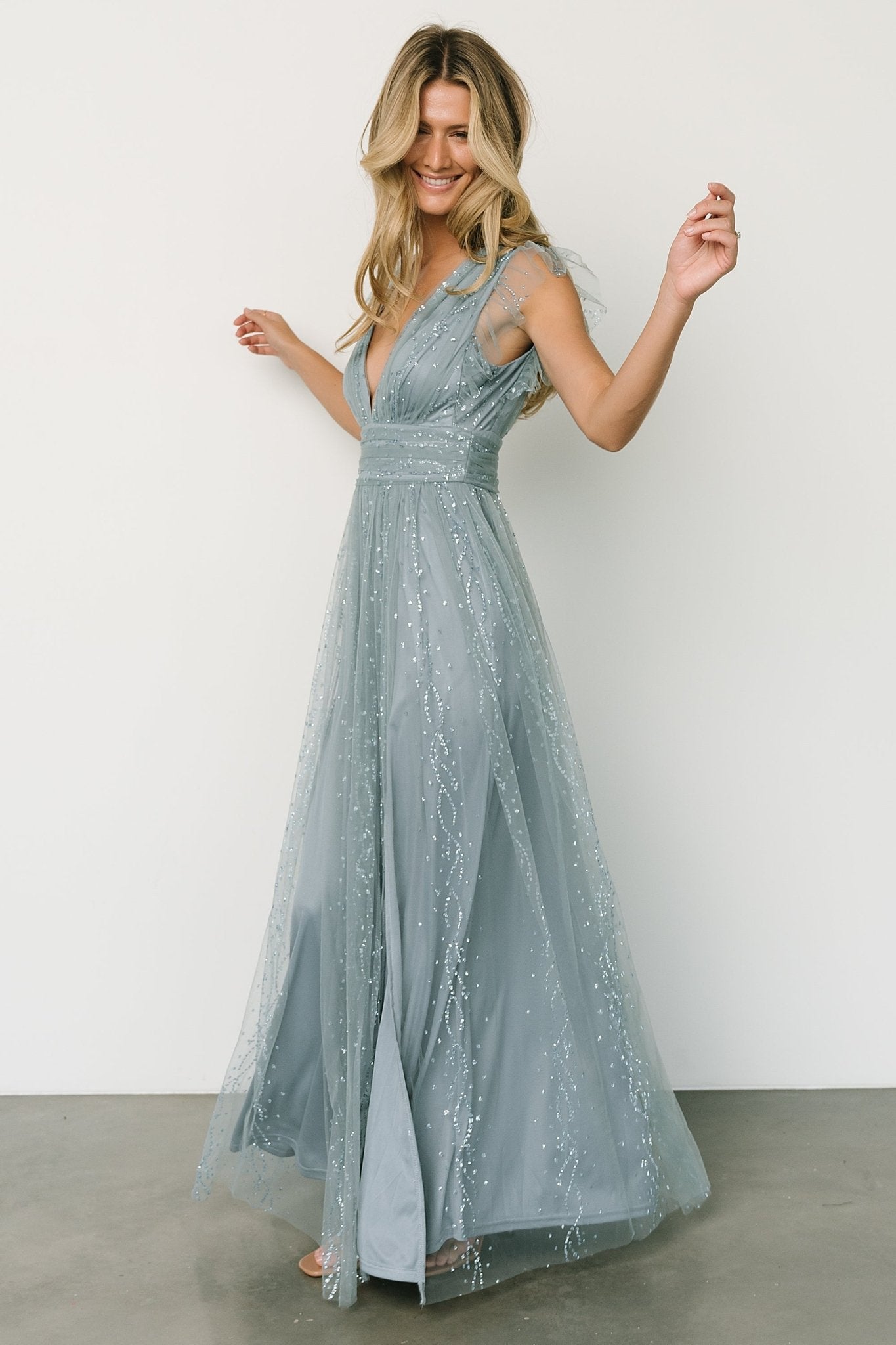 Annika Sequin Mesh Maxi Dress | Slate - Baltic Born