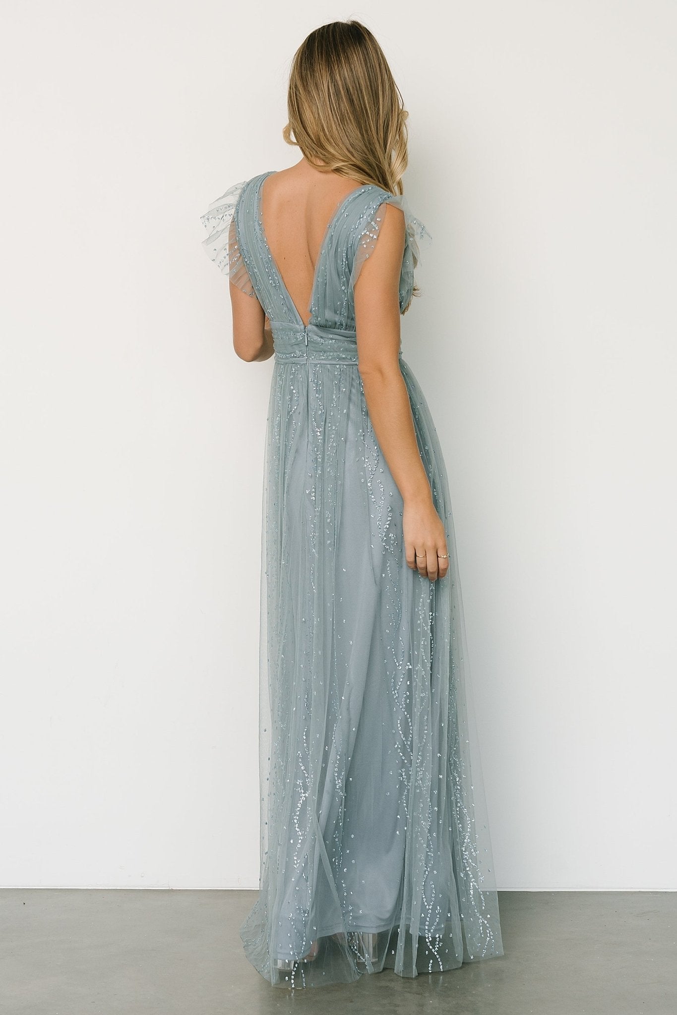 Annika Sequin Mesh Maxi Dress | Slate - Baltic Born