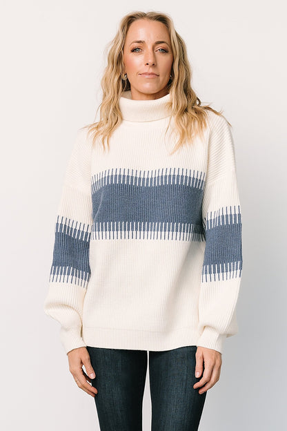 Antonov Turtle Neck Sweater | Blue + Cream - Baltic Born