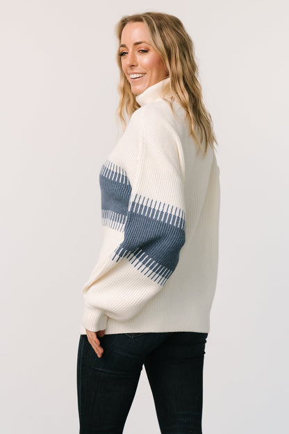 Antonov Turtle Neck Sweater | Blue + Cream - Baltic Born