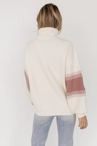 Antonov Turtle Neck Sweater | Mauve + Cream - Baltic Born