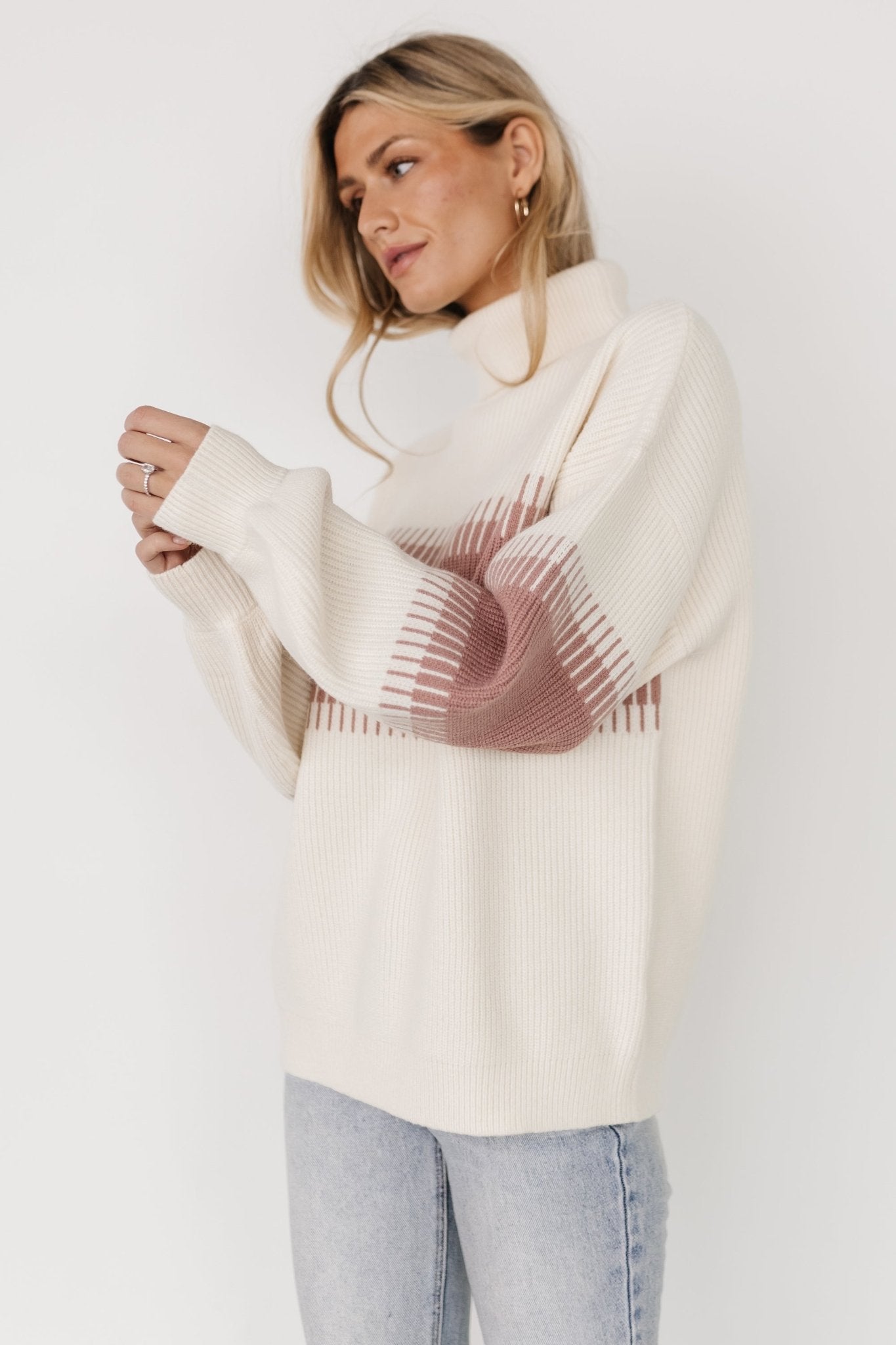 Antonov Turtle Neck Sweater | Mauve + Cream - Baltic Born