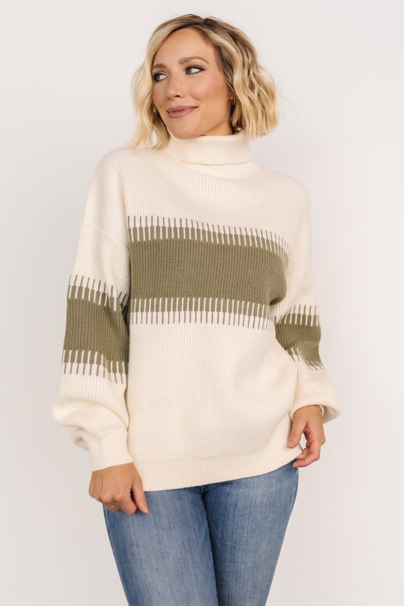 Antonov Turtle Neck Sweater | Sage + Cream | Baltic Born