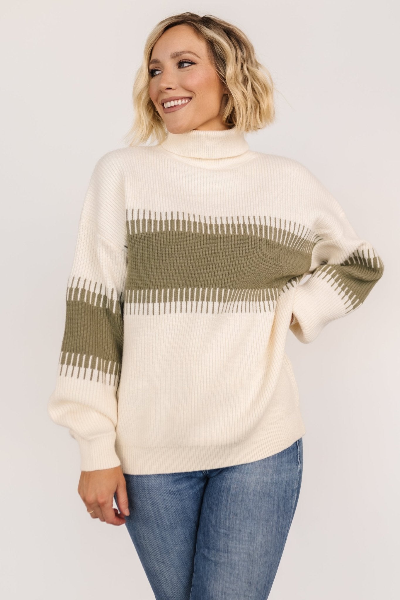 Antonov Turtle Neck Sweater | Sage + Cream | Baltic Born