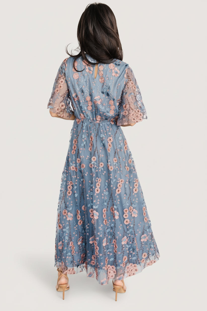 Blue Embroidery Tulle Dress main image 0