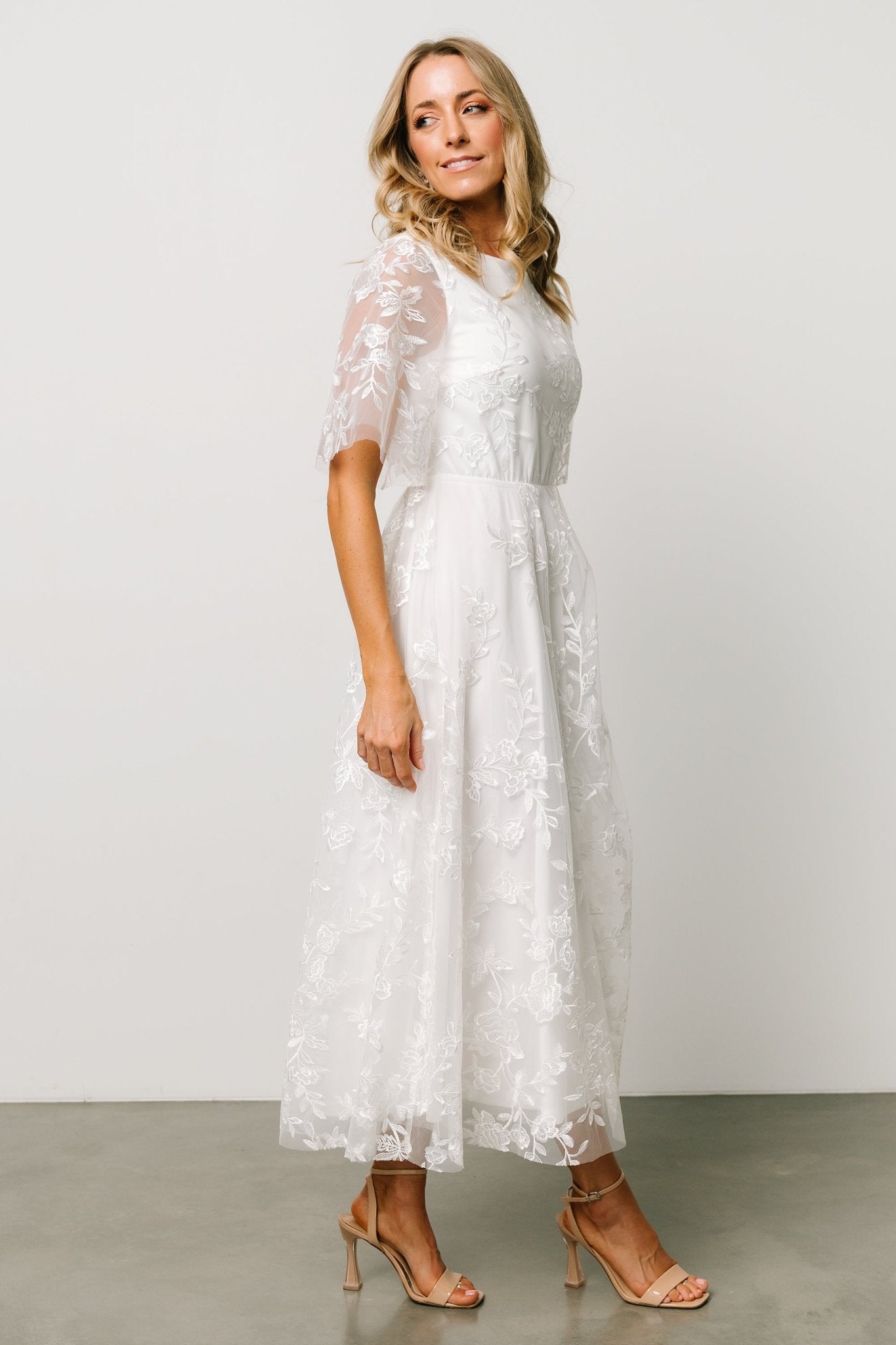 Arabella Embroidered Tulle Maxi Dress | White - Baltic Born