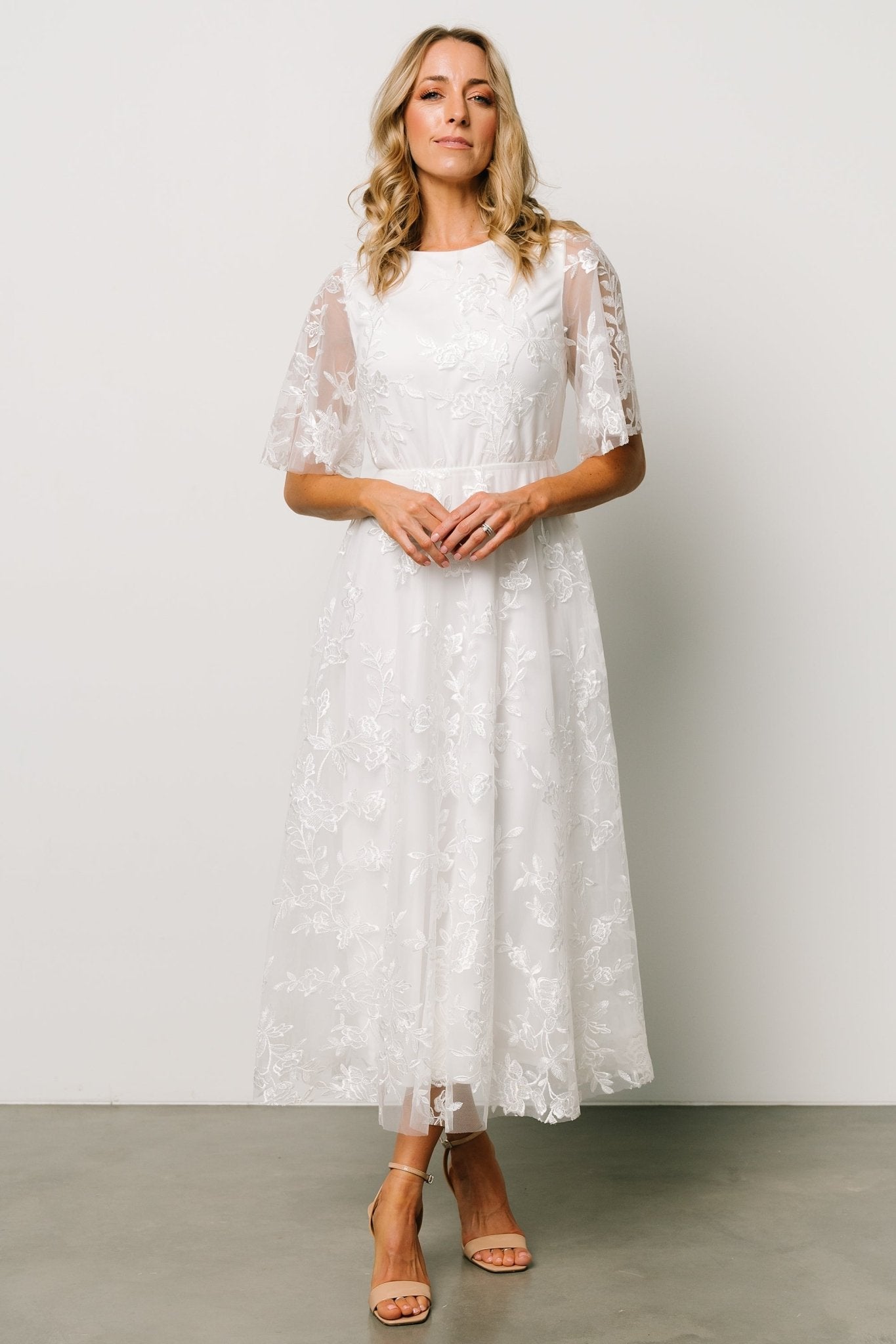 Arabella Embroidered Tulle Maxi Dress | White - Baltic Born