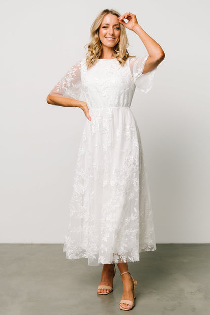 Arabella Embroidered Tulle Maxi Dress | White - Baltic Born