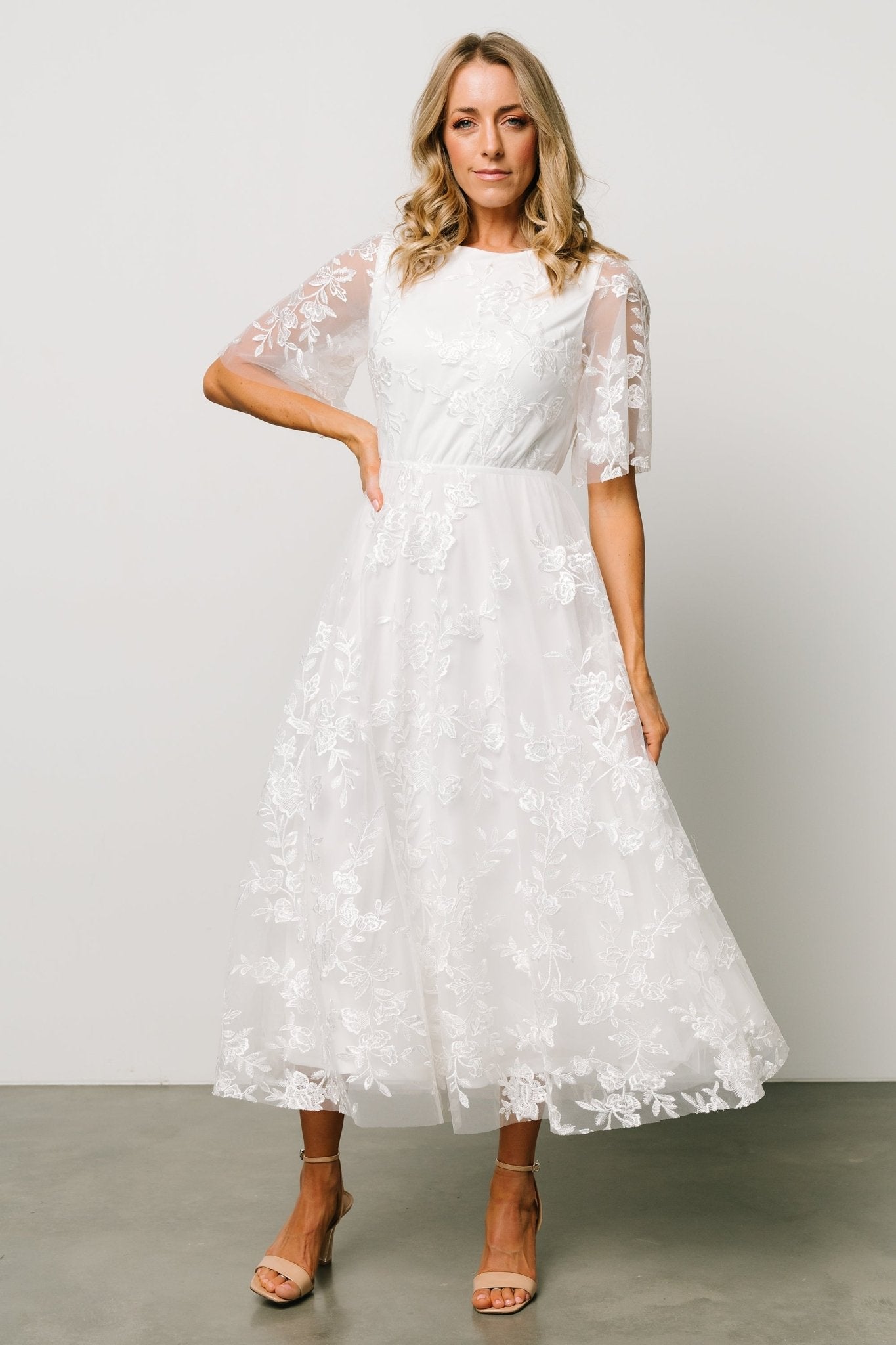 Arabella Embroidered Tulle Maxi Dress | White - Baltic Born