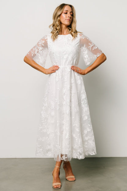 Arabella Embroidered Tulle Maxi Dress | White - Baltic Born