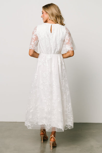 Arabella Embroidered Tulle Maxi Dress | White - Baltic Born