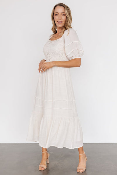 Faherty Dress Women XL Ivory Beige Tie Dye Vida Mini Tierred Organic Cotton  Boho