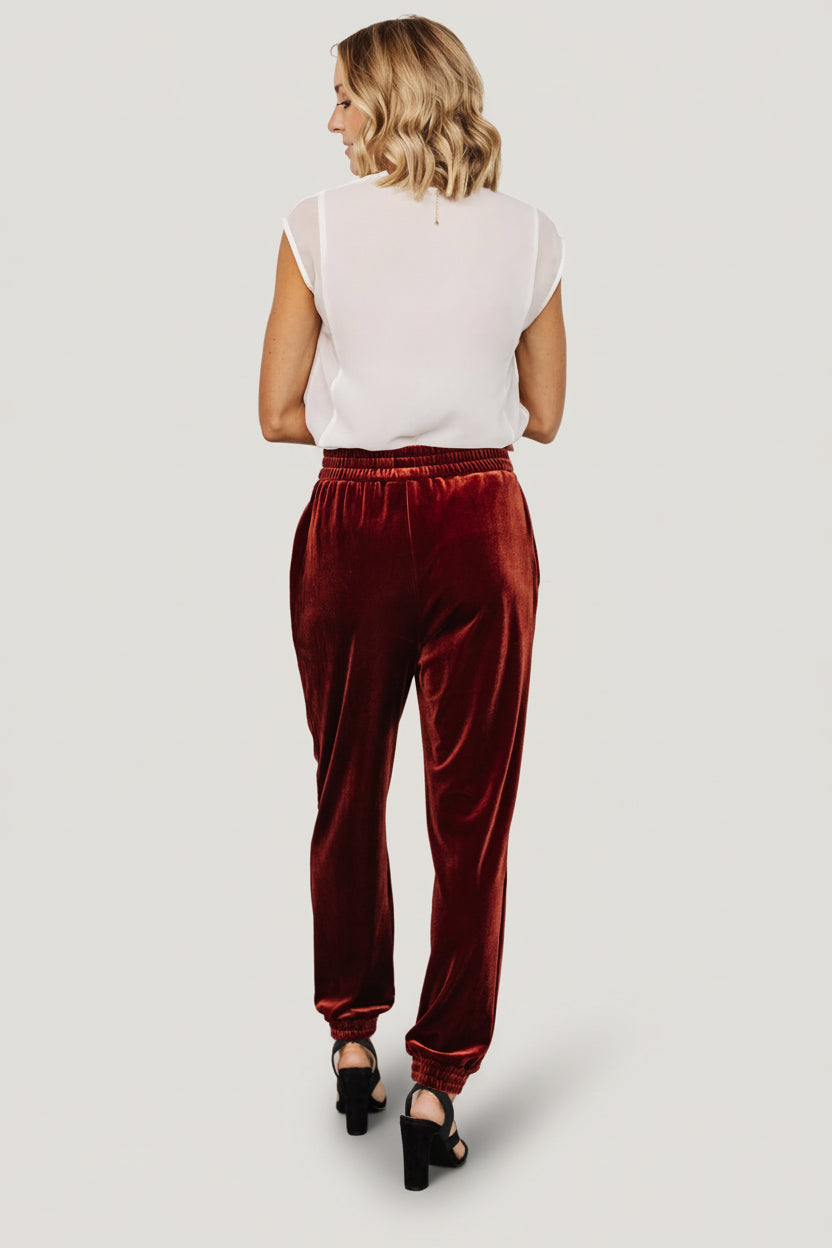 Jogger Pants with Velvet Ribbon Belt