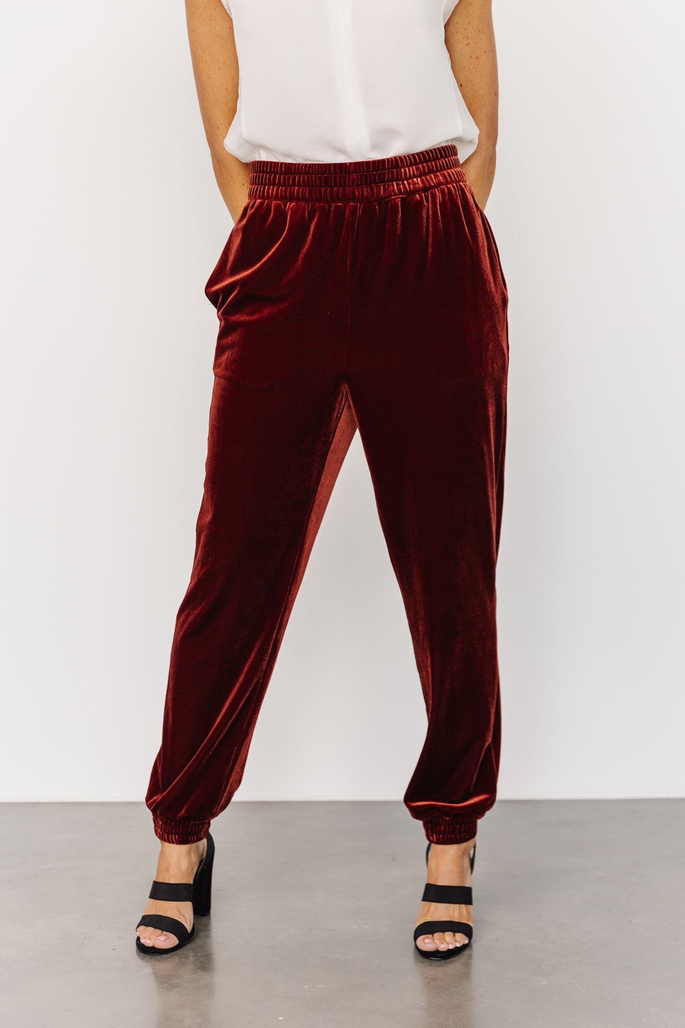 Black Solid Velvet Jogger Pants main image 0