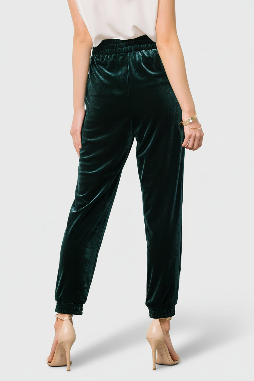 Smocked Waist Cream Velvet Jogger main image 1