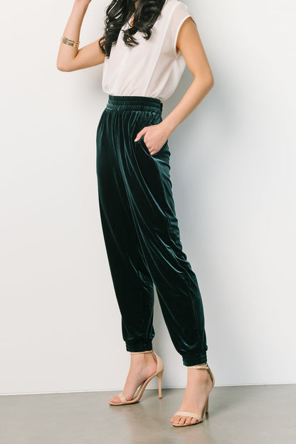 Archie Velvet Jogger Pants | Dark Green - Baltic Born