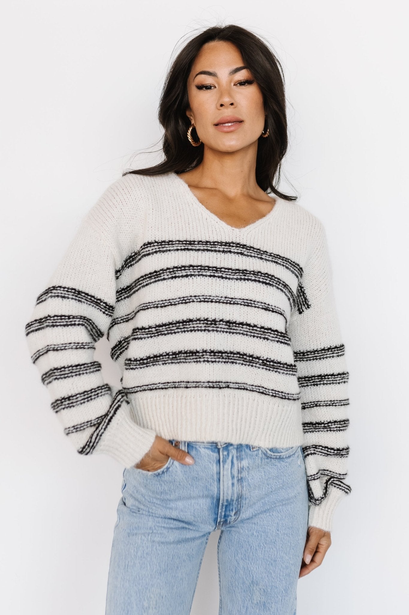 Ardis Knit Sweater | Navy + White | Baltic Born