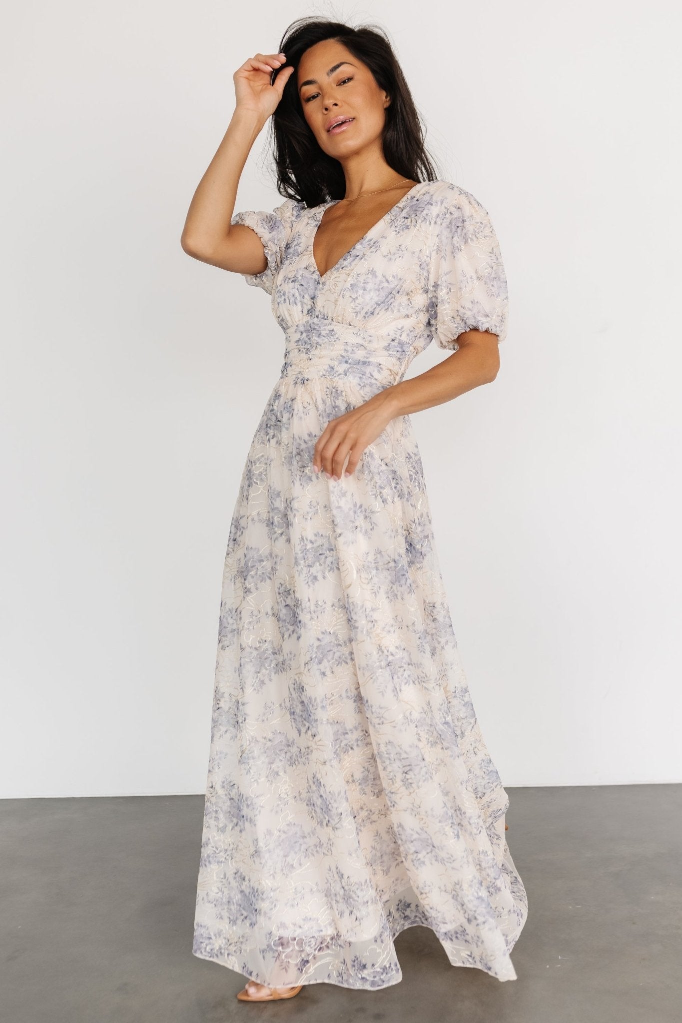 Ardley Maxi Dress | Ivory + Blue - Baltic Born