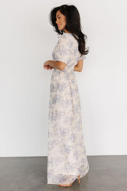 Ardley Maxi Dress | Ivory + Blue - Baltic Born