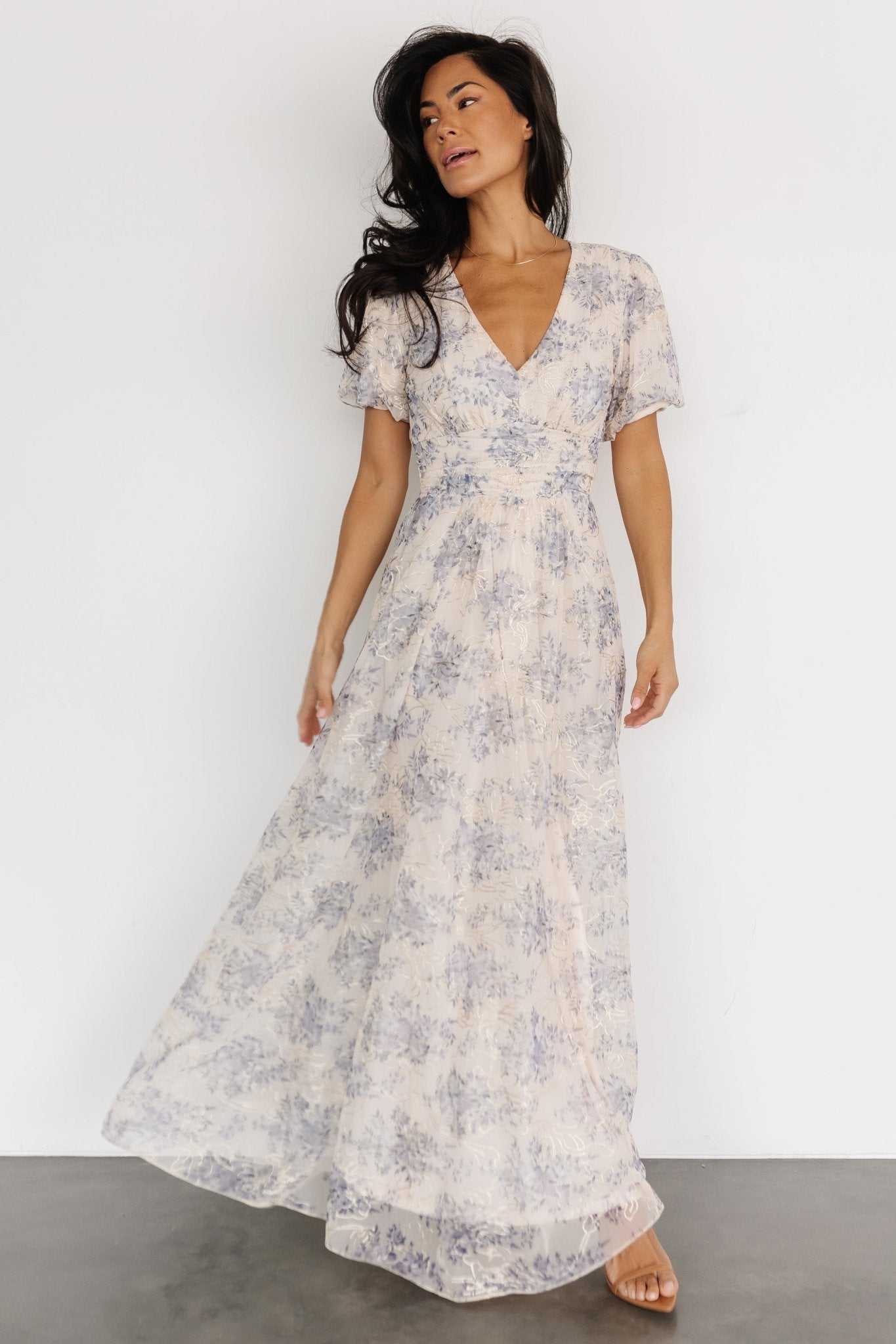 Ardley Maxi Dress | Ivory + Blue - Baltic Born