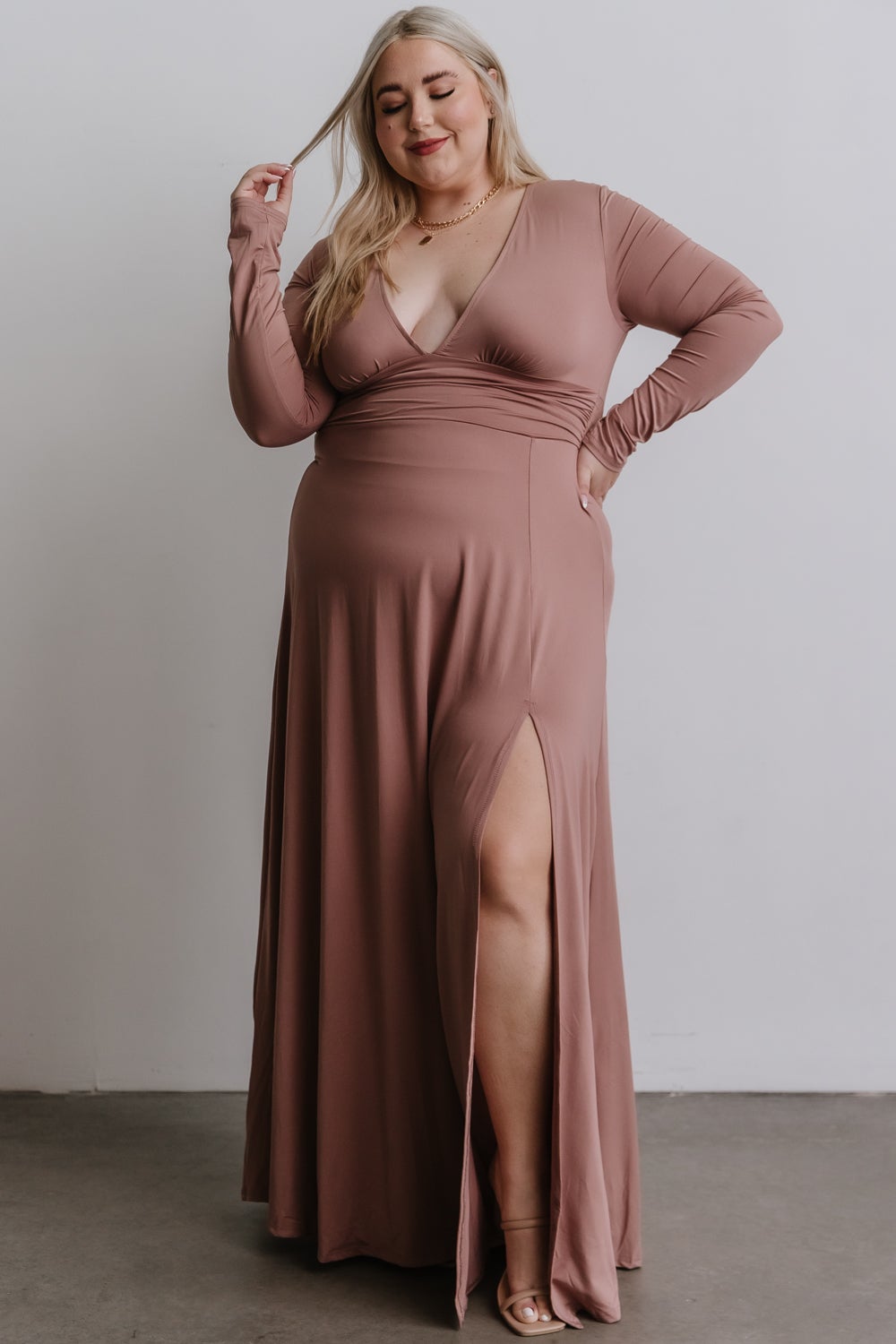 Arianna Blue Scarf Detail Embellished Maxi Gown