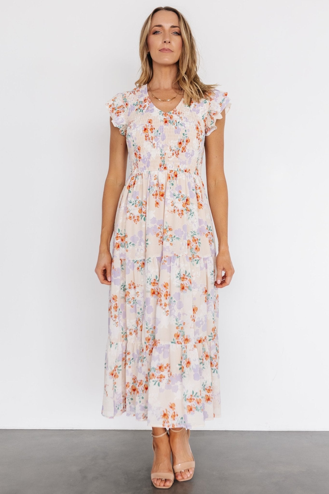 Arla Smocked Maxi Dress | Cream Floral - Baltic Born