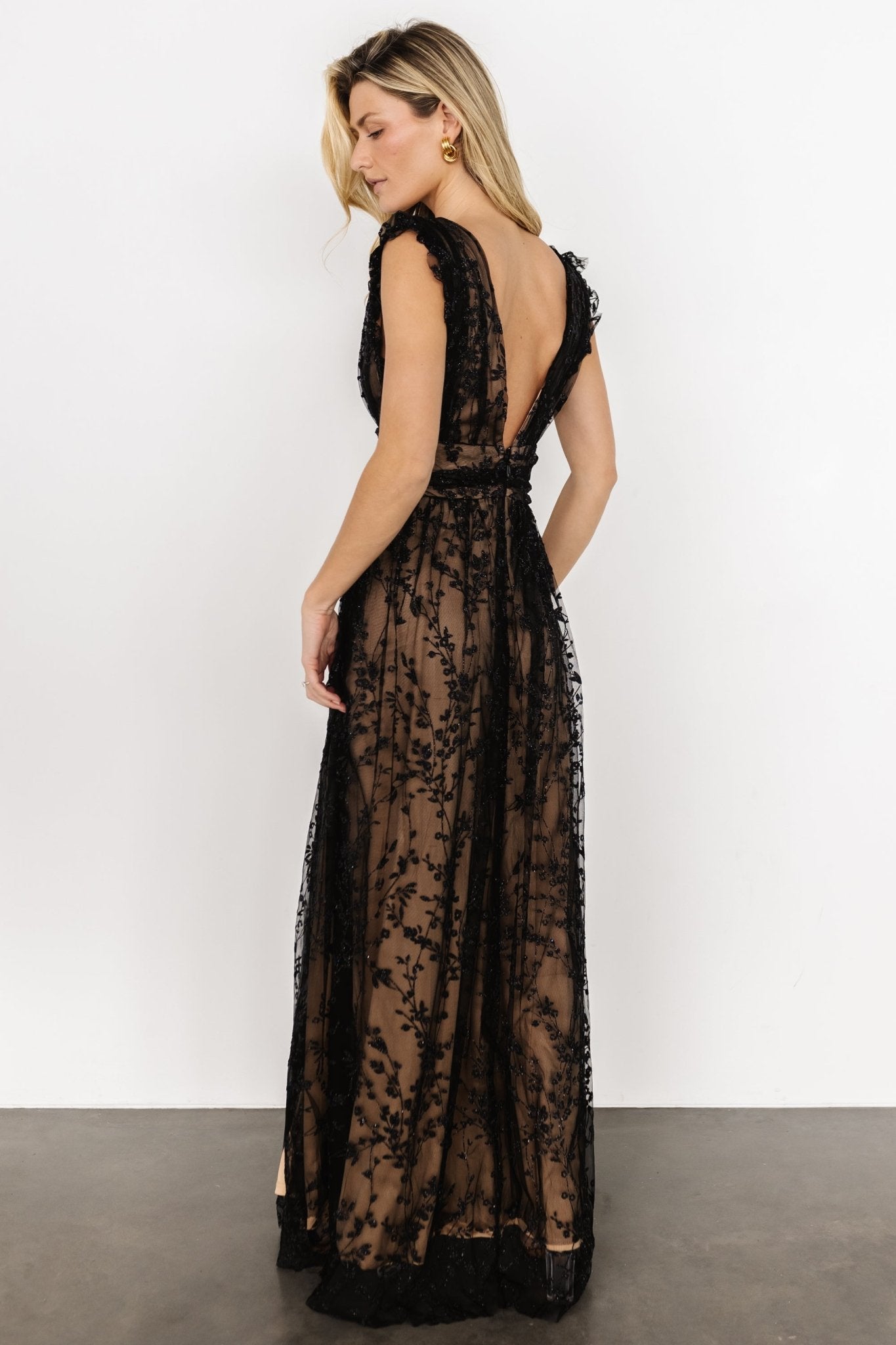 Arlene Shimmer Gown | Black + Nude - Baltic Born