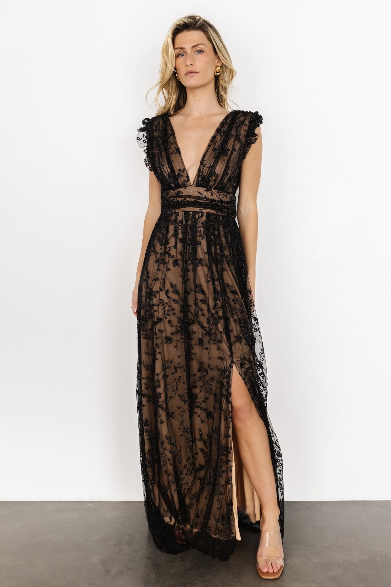 Arlene Shimmer Gown | Black + Nude - Baltic Born