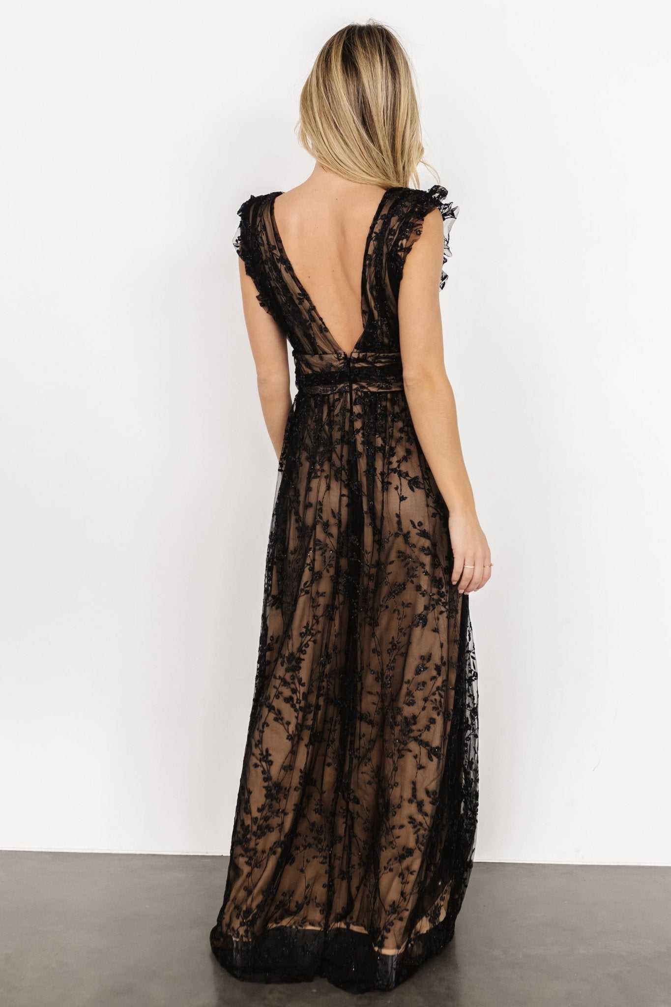 Arlene Shimmer Gown | Black + Nude - Baltic Born