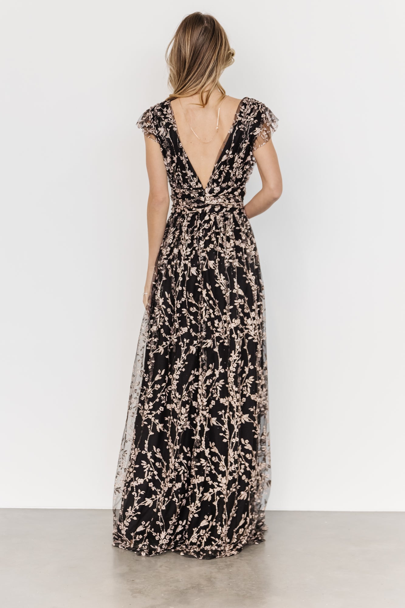 Arlene Shimmer Gown | Black + Rose Gold - Baltic Born