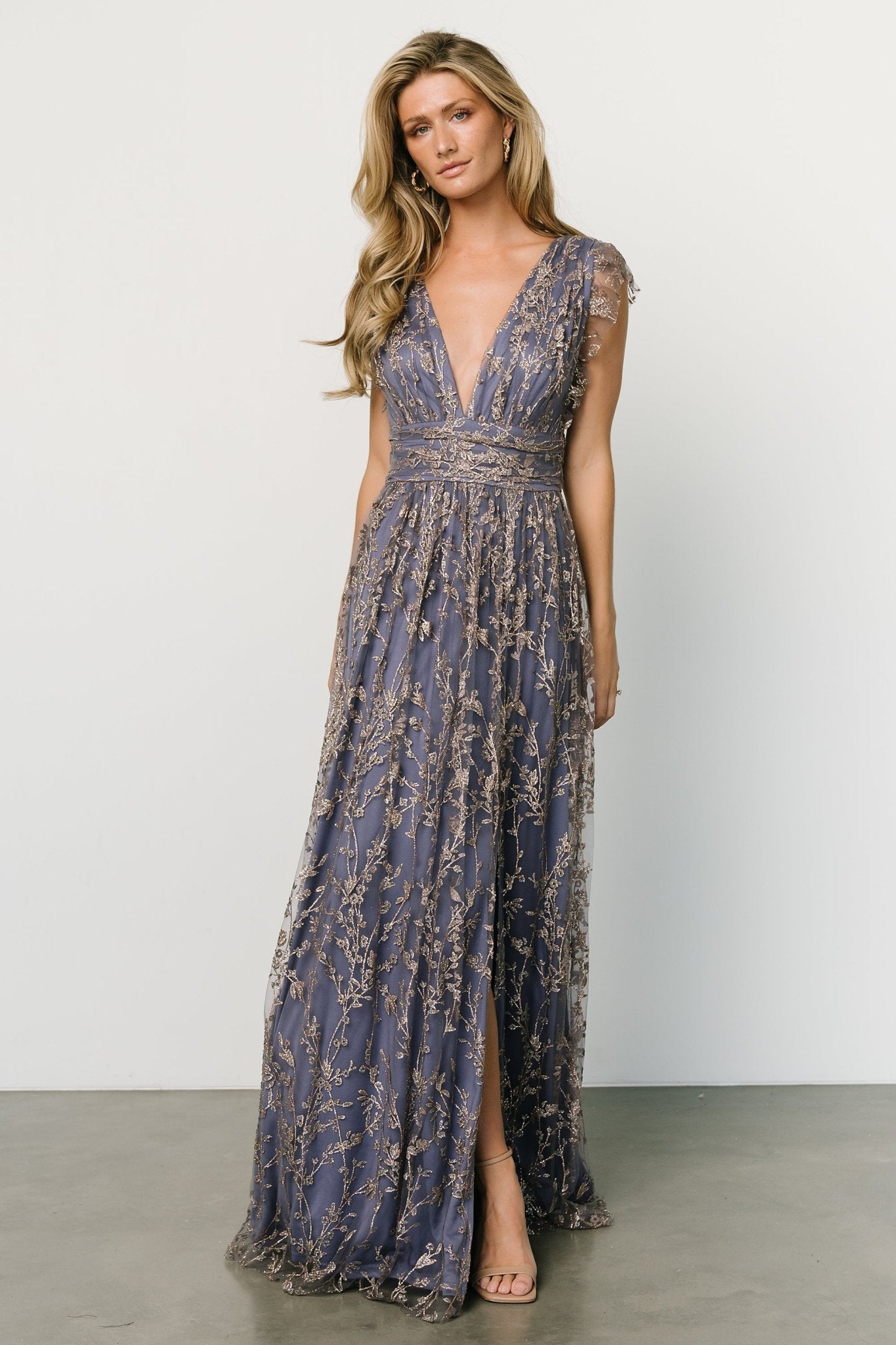 Arlene Shimmer Gown | Blue + Gold - Baltic Born