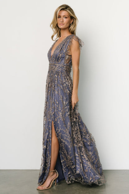 Arlene Shimmer Gown | Blue + Gold - Baltic Born