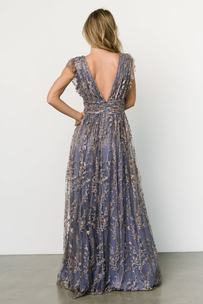 Arlene Shimmer Gown | Blue + Gold - Baltic Born