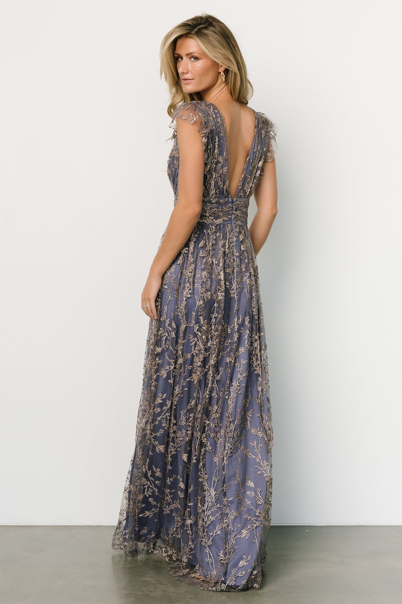 Arlene Shimmer Gown | Blue + Gold - Baltic Born