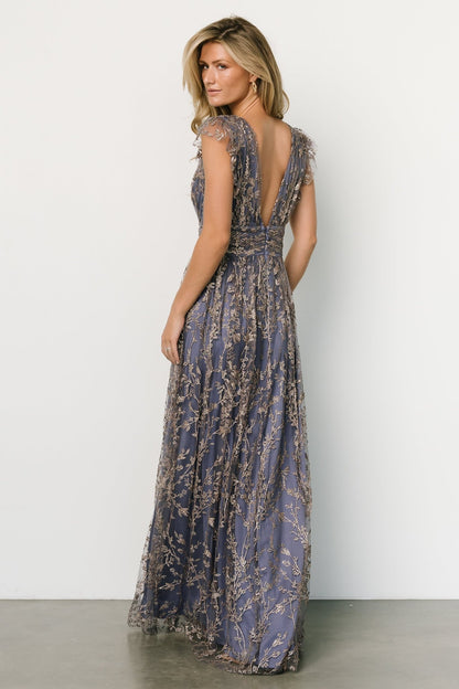 Arlene Shimmer Gown | Blue + Gold - Baltic Born