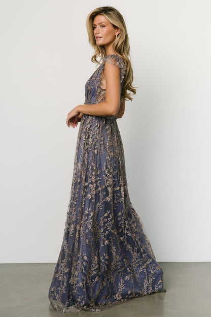 Arlene Shimmer Gown | Blue + Gold - Baltic Born