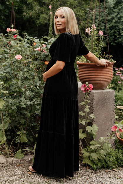 Artemis Velvet Maxi Dress | Black - Baltic Born