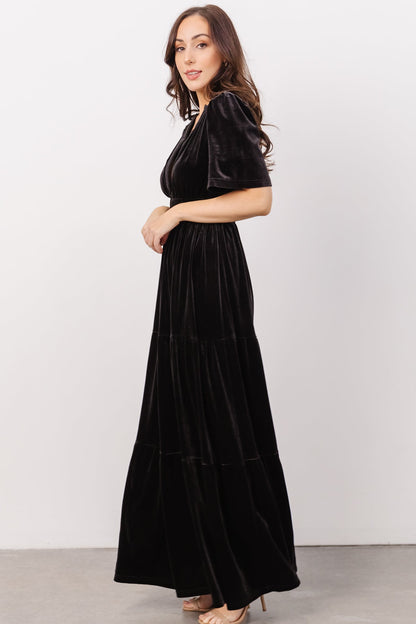 Artemis Velvet Maxi Dress | Black - Baltic Born