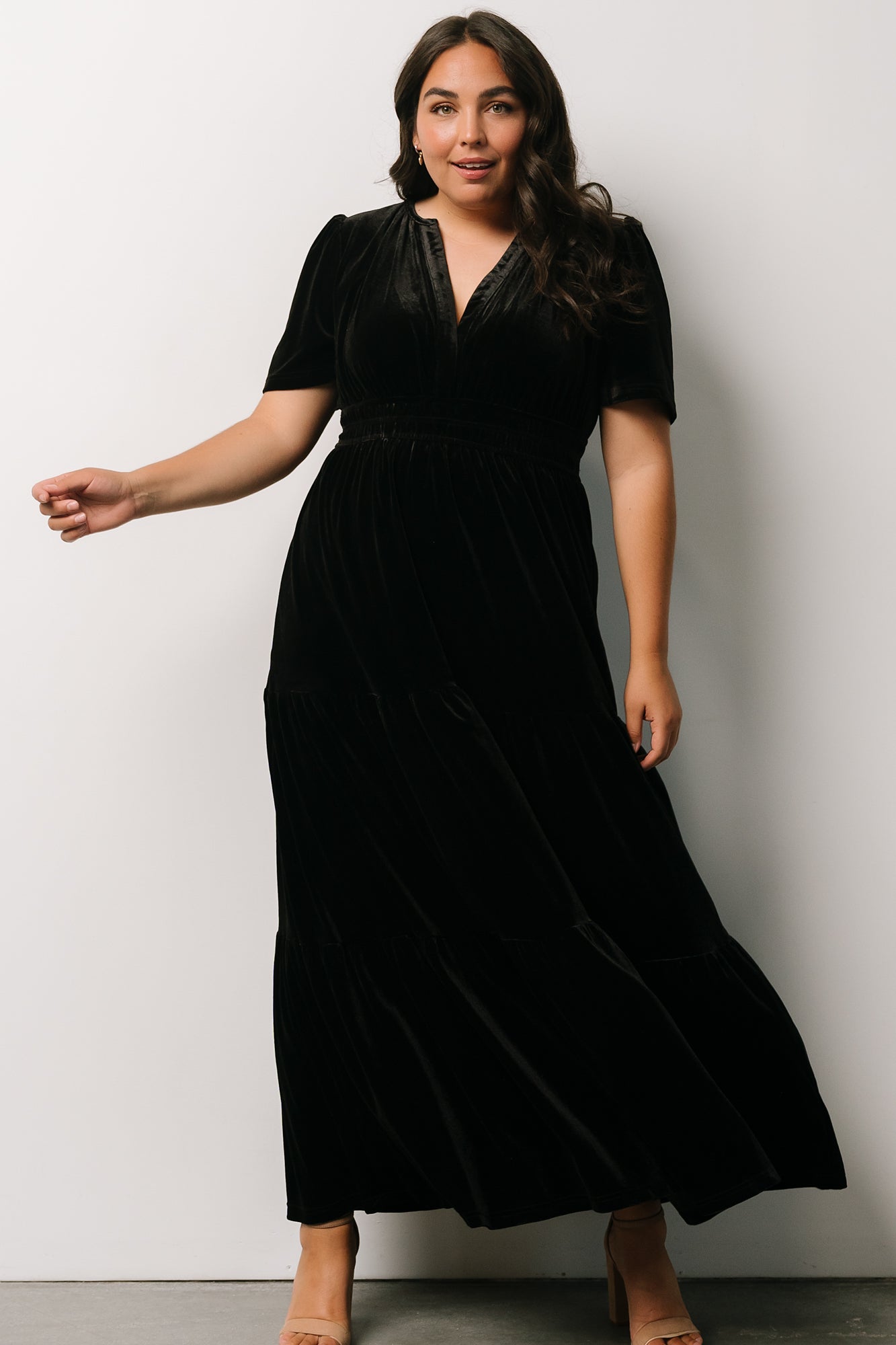 Artemis Velvet Maxi Dress Black - Main Image